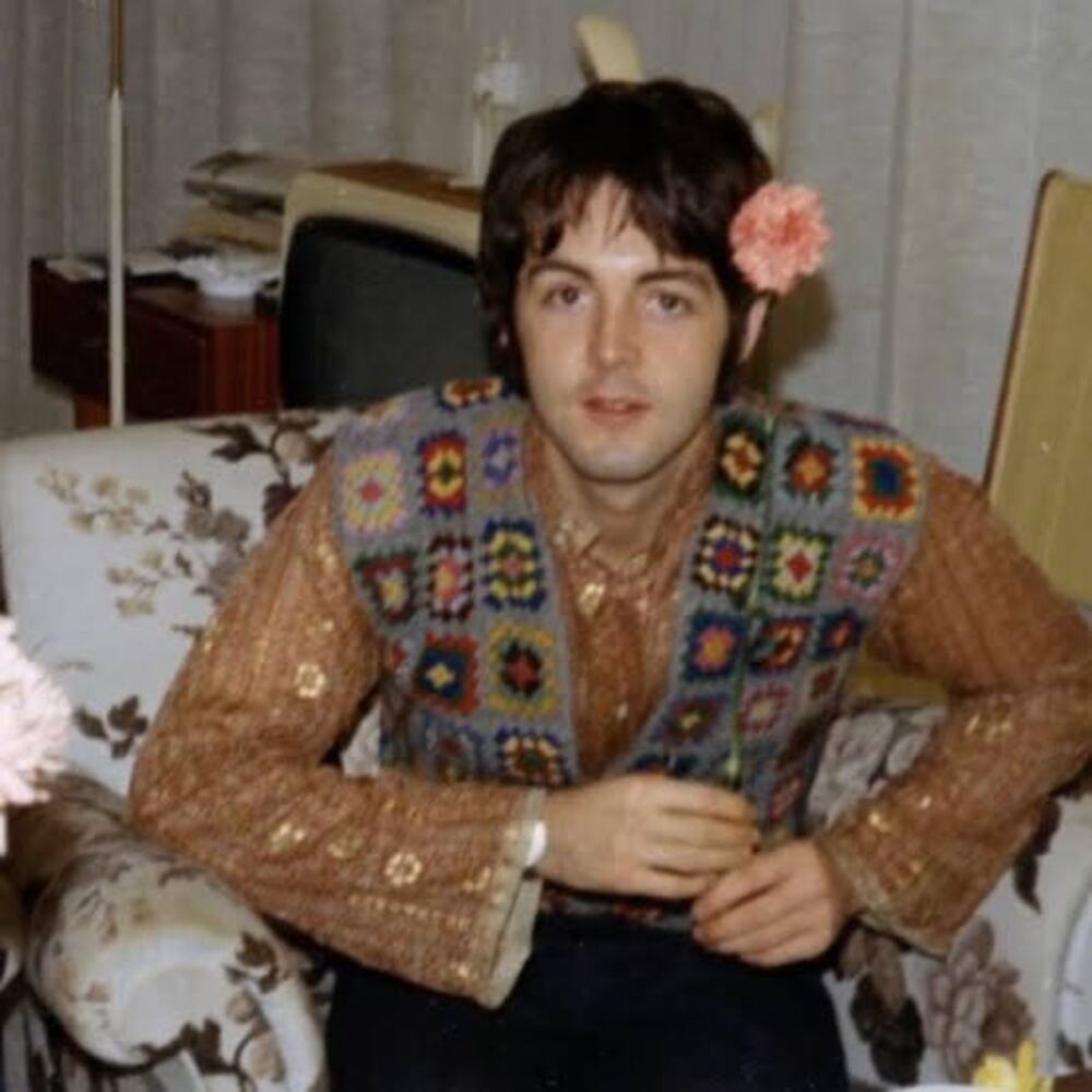VINTAGE UNISEX HANDMADE CROCHET GRANNY SQUARE VEST WAISTCOAT PAUL McCARTNEY